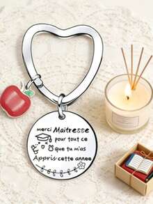 Personalized Teacher Keychain, Ideal Gift For Teachers, Graduation, Birthday, Christmas, Casual, Party, Cute, Street, Elegant, Zinc Alloy, Teacher's Day - Silver - View 4