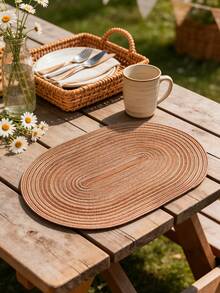 Bộ 1/4/6 tấm lót bàn hình bầu dục dệt, kiểu Bohemian, tối giản và thời trang, lót máy pha cà phê, đế lót ly chống trượt chịu nhiệt, thích hợp cho đám cưới, tiệc tùng, ngày lễ, dã ngoại, tiệc sinh nhật. - Nhiều màu - Xem 2