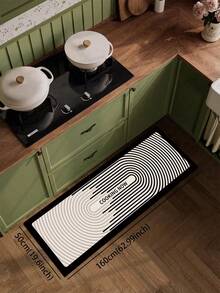 1 件硅胶厨房地垫，黑白渐变同心椭圆线图案，“COOKING NOW”字样印花，现代简约风格，适用于厨房、浴室、玄关、洗衣房、卧室、客厅装饰 - 彩色 - 查看 17