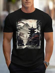 Camisetas de manga corta para hombre - Transpirables, de cuello redondo, para uso casual y de gimnasio con estampado de letras (No)| Lavable a máquina, corte regular para entrenamiento, actividades al aire libre y vestimenta casual.| Top Casual - ¡En stock! - Negro - Ver 1