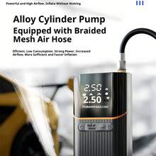 Portable Wireless Car Tire Inflator Air Compressor With Digital Pressure Gauge LED Emergency Light Auto Shut Off Function, Rechargeable Electric Air Pump For Car Bicycle Motorcycle Balls And Other InflatablesMultifunctional Mini Car Air Pump Portable Tire Inflator With USB Charging, 5 Adjustable Pressure Modes, LED Light And Power Bank Function, Suitable For Car Tires Bike Motorcycle Balls Swimming Rings - Wireless - View 9
