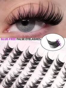 80 miếng nối mi giả không cần keo, mi giả tự dính, vẻ ngoài tự nhiên, mi cong chữ C, từng sợi riêng lẻ, trông tự nhiên và bền lâu, siêu nhẹ, cực mềm, dụng cụ trang điểm có thể tái sử dụng, phù hợp cho cuộc sống hàng ngày và các dịp khác. - C - Xem 3