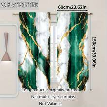 Set Of 2, Unique Green Marble Digital Print Curtains Made Of Durable Polyester (Does Not Include Rod, No Movement, No Battery) Suitable For Decorating Living Rooms, Bedrooms, Kitchens, And Dining Areas, Window Curtain Panels For Bedroom Living Room Home Decor - 2pcs - Xem 7