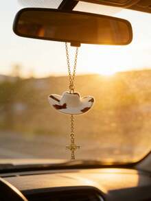 1顶带金色花朵的牛仔帽，汽车内饰挂饰，汽车配件 - 均碼 - 查看 7