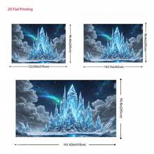2D Flat, 1pc Ice Castle Peak Tower Blue Crystal UV Printed Background Cloth With Shimmering Ice Castle & Tower Design, Sparkling Light Flashes For Party Photo Booth Backdrop, Wedding Events, Indoor/Outdoor Photography Background - Glitter, 2D Flat - 如圖所示 - 查看 3