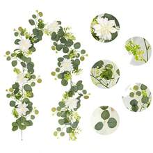 Dây leo bạch đàn nhân tạo dài 3,8 mét với hoa, hoa hồng giả và hoa baby's breath, vòng hoa trang trí màu xanh lá cây cho đám cưới, tiệc mùa xuân tại nhà, đồ thủ công, trang trí bàn làm việc, trang trí đám cưới kiểu phương Tây, dây leo hoa hồng nhân tạo thủ công. - Màu xanh Bạc hà - Xem 11