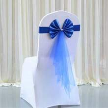 1pc Chair Back Decoration Bowknot, No Need To Tie, For Wedding, Party, Chair Cover - Multicolor - View 9