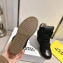 ISA High-Quality High-Top Sneakers For Women Made Of Genuine Leather With An 8 Cm Thick Sole And Closure – Versatile Leisure And Sports Shoes. - 黑色 - 查看 6