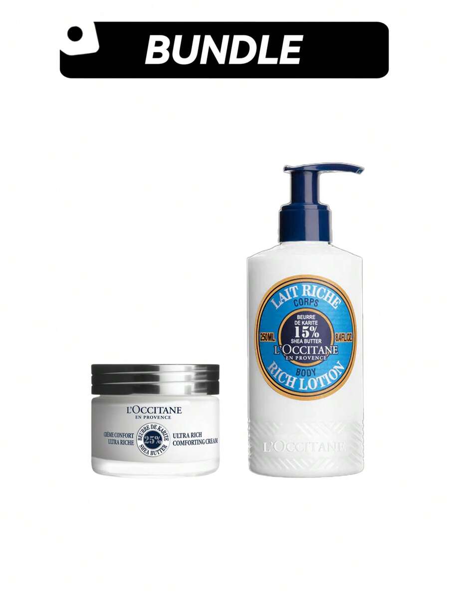 L'Occitane 【身体乳和面霜套装】乳木果油滋润舒缓面霜+乳木果油滋润身体乳 50毫升+250毫升，适合干性肌肤 - 適用於所有膚質 - 查看 1