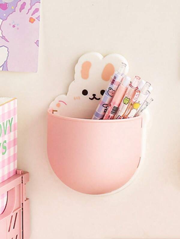 A 1-Piece Rabbit-Patterned Wall-Mounted Storage Box, Serving As A TV And Air Conditioner Wall Remote Control Holder, A Cute Toothbrush Box, And Stationery Organizer. Suitable For Students And Office Professionals, It Can Store Stationery And Also Function As A Charming Multi-Functional Pen Stand, Helping You Welcome The New Semester And Return To Campus.