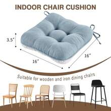 BETU Juego de 2 cojines para sillas de comedor almohadillas para sillas de cocina de 3.5" de espesor con lazos respaldo antideslizante y fundas cojín para asiento de comedor bar sillas de patio - Azul ahumado - Ver 2