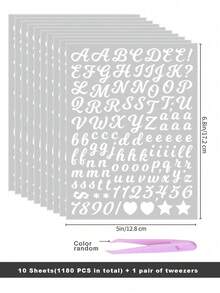 1500pcs/Pack Waterproof English Letter Sticker, Suitable For Party, Holiday Decoration, Greeting Cards, Postcards, Notebooks, Laptop, Skateboard, Helmet, Comes With 1 Pair Of Tweezers (Color Random) Back To School - Black - View 19