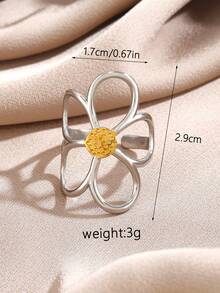 1 chiếc nhẫn hoa bằng thép không gỉ mạ vàng 18K, kiểu dáng thanh lịch Pháp pha chút hip-hop, thích hợp đeo hàng ngày cho nữ. - Nhiều màu - Xem 8