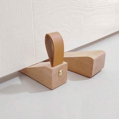 2 cái chặn cửa bằng gỗ, miếng chêm cửa hình nêm sáng tạo, miếng đệm cửa di động cho phòng ngủ có chống trượt.