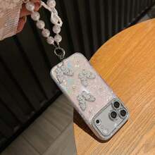 Premium Rhinestone, Pink Pearl, Heart & Butterfly Design Acrylic Hard Phone Case Compatible With Iphone 17 Pro Max/17 Pro/17 Air/17/16 Pro Max/16/16 Pro/16 Plus/15/15 Pro Max/15 Pro/15 Plus/11/12/13/14 Pro Max/11 Pro/11 Pro Max/12 Pro/12 Pro Max/13 Pro/13 Pro Max/7 Plus/14 Pro/14 Pro Max/14 Plus, Creative - 粉紅色珍珠手鍊 - 查看 7
