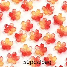 50 piezas Sakura 10mm Cuentas de vidrio 3D, pétalos de cerezo, cuentas sueltas redondas con agujero central para manualidades de joyería DIY, accesorios para el cabello, encantos de teléfono, pulseras, collares, suministros de artesanía de joyería - Cuentas de flor de cerezo - Ver 9