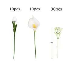 50 pièces Ensemble de fleurs artificielles Tulipe + Calla Lily + Gypsophile, convient pour diverses décorations de festivals et de tombes saisonnières, maison, extérieur, salon, mariage, Saint-Valentin, Fête des Mères Décoration de centre de table - Multicolore - Voir 14