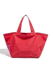 Túi mua sắm kiểu dáng mới, mềm mại, dung tích lớn, thiết kế họa tiết chữ cái, túi đeo vai đi biển kiểu dáng nghỉ lễ, túi đi biển, ba lô du lịch, ví nữ thường ngày, thích hợp cho đi làm, mua sắm, dự tiệc, đi học, du lịch. - Đỏ - Xem 3