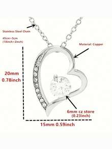 suteyi 致我最亲爱的女儿，永恒的爱，优雅的心形项链，配有黄铜吊坠，非常适合毕业典礼、母亲节、生日和婚礼。 - 銀色 - 查看 5