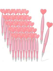 1-12支装粉色心形旋转圆珠笔，婚礼签名，适合学校办公用品，浪漫爱情书写工具，办公用品，婚礼，情人节用品，精致书写工具，返校礼物 - 愛心筆 - 查看 4