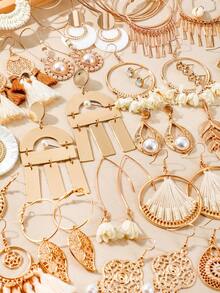 TopHanqi Bộ khuyên tai phong cách Bohemian đựng trong hộp kín, khuyên tai kim loại hình học đính đá, khuyên tai vòng lớn ngoại cỡ, phù hợp cho nữ giới đeo hàng ngày, đi làm, hẹn hò, dự tiệc, làm quà tặng. - Nhiều màu - Xem 9