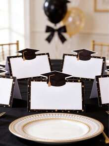 Thiệp giấy gấp chắc chắn năm 2026 dùng cho tiệc tốt nghiệp, có khung ngôi sao màu đen và vàng, cùng khoảng trắng để viết, phù hợp cho các bữa tiệc tốt nghiệp trung học/đại học, lễ kỷ niệm, tiệc chiêu đãi, đám cưới và các sự kiện khác. - nhiều màu - Xem 3