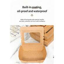 Bộ 2 hộp đựng thức ăn mang đi kiểu cửa sổ, hộp cơm trưa bằng giấy sáp, hộp đựng thực phẩm bằng giấy sáp dùng một lần, thích hợp cho bữa trưa, nhà hàng, dịch vụ ăn uống, tiệc tùng, dã ngoại. - màu nâu - Xem 9