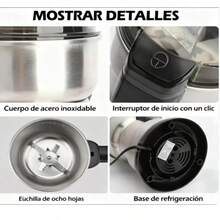 Molino de café eléctrico, molinillo de especias plateado de 150-300 W Funcionamiento con un solo toque para moler granos de café, especias, hierbas secas, frutos secos y mucho más. - Negro - Ver 4