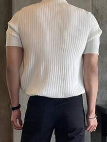 GRDR Men's Summer Ribbed Polo Shirt Short Sleeve - White - View 4
