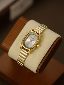 Golden Oval Women's Quartz Watch With Fashionable Temperament Design Art Is A Daily Match For Birthdays And Graduation Gifts - Gold - View 3