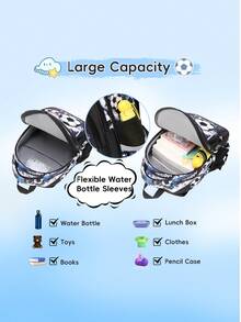 Ba lô bóng đá màu đen 2047, cặp sách trẻ em cá nhân hóa. - bóng đá đen - Xem 8