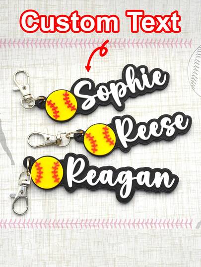 1/3/5 PCS-Pack Customizable Name & Softball 3D Printed Plastic Personalized Keychain Keyring Bag Tag, Personalized Softball Bag Tag – Custom Name & Number Softball Backpack ID – Fastpitch Team Gift For Girls–Team Sports Luggage Tag- Gift