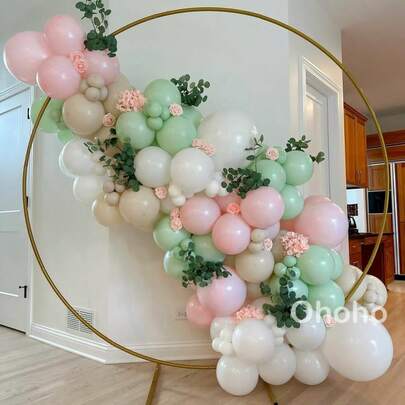 117pcs Green White Pink Beige Balloon Arch Garland Kit Baby Shower Kids Birthday Party Decorations Wedding Engagement Balloons Set Christening Communion