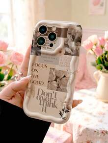 田园风拼贴手机壳 – 复古纸张和花卉贴纸设计，搭配励志语录 – 3D浮雕花朵和柔软的奶油色TPU材质 – 非常适合日记爱好者、送礼佳品和日常正能量之选，国际版，非国内版 - 彩色 - 查看 1