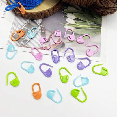 30 pezzi Marcatori di punti intrecciati in plastica, fermagli per aghi colorati e bloccabili, adatti per uncinetto, maglia, artigianato fai-da-te