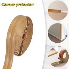 1pc 3 Meters X 2cm Self-Adhesive Wall Corner Protector, Yellow Oak Wood Grain Soft Wall Corner Edge Guard, Cabinet Edge Protector - C - View 5
