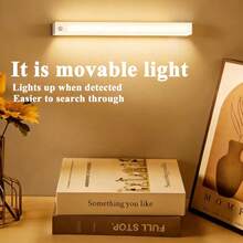 1 pièce Barre lumineuse à détecteur de mouvement LED, détection à 120°, blanc froid/blanc chaud, adsorption magnétique sans perçage, chargement Type-C 300 mAh, lumière pour armoire, couloir, 10/20/30/50 cm - Bande lumineuse à détecteur de mouvement - Voir 6