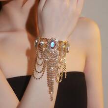 1 chiếc vòng tay co giãn dành cho nữ, vòng chân đính đá tua rua, phụ kiện trang sức dự tiệc. - Độ co giãn khi mở - Xem 11