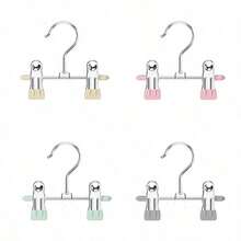 10pcs Clothes Hanger Set: Steel Hangers For Hanging Shirts, Pants, Skirts And Other Garments. Rotatable Hangers With Adjustable Non-Slip Clips, Convenient To Use (Max Length 17cm/6.69in) - Multicolor - View 10