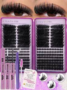 608/544 Clustered False Eyelashes, Single-Lash Extensions, 10-18mm DIY Lash Clusters, Waterproof, Super Thick, Includes Eyelash Glue, Tweezers, 3D Lashes, Russian Thick Lashes. Suitable For Heavy Makeup, Everyday Makeup, Cosplay, Full Makeup Looks, And Daily Wear. - Multicolor - View 16