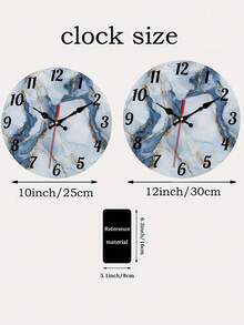 Đồng hồ treo tường hiện đại hình tròn, kích thước 10 inch/12 inch, chất liệu gỗ, họa tiết vân đá cẩm thạch trừu tượng, không gây tiếng tích tắc, màu xanh dương và vàng, chạy bằng pin (AA), thích hợp cho nhà bếp, phòng ngủ, phòng khách, cầu thang, phòng giặt. - A - Xem 5