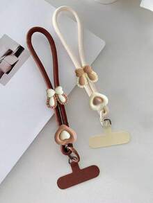 1 chiếc dây đeo cổ tay điều chỉnh được hình trái tim màu nâu và be trang nhã, có nơ trang trí, dùng cho điện thoại. - Nhiều màu - Xem 2