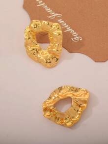 Stainless Steel Irregular Pleated Earrings For Women Metal Earrings Jewelry 2026 Trending Vintage Exaggerated Gold Color Earrings - Multicolor - View 5