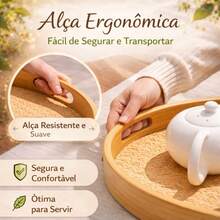 Round Bamboo Tray With Handles | Serving Breakfast, Fruits And Desserts | Elegant Design | Room Decor - 竹子 - 查看 6