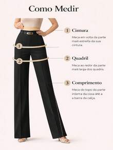 Women's Tailored Wide Leg Pants With Belt Casual Elegant Pocket Button Zipper - Đất nung - Xem 5