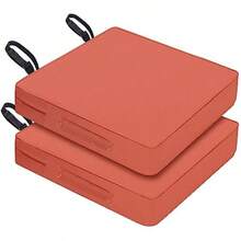 Cojines para silla de patio 24 x 24 pulgadas impermeables para muebles de patio resistentes a la decoloración jardín sofá silla almohadillas para orejas con asa y correas ajustables - Especias - Ver 8