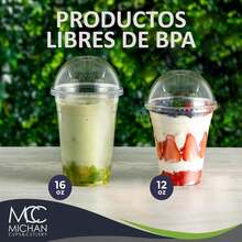 Paquete de 100 Vasos para Frappé (12oz, 360ml) Con Tapa Domo Transparente Desechable para Bebidas Frías, Malteadas (MC12FR) - Transparente - Ver 6