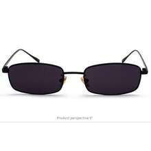 1副迷你复古方形金属框时尚眼镜，黑色朋克Y2K时尚街拍道具 - 黑色 - 查看 3