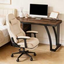 Home Office Desks - Black+Brown + Metal & Wood - View 11