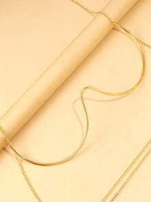 1件几何金属胸带，性感比基尼沙滩身体链，欧美风格 - 金色 - 查看 5